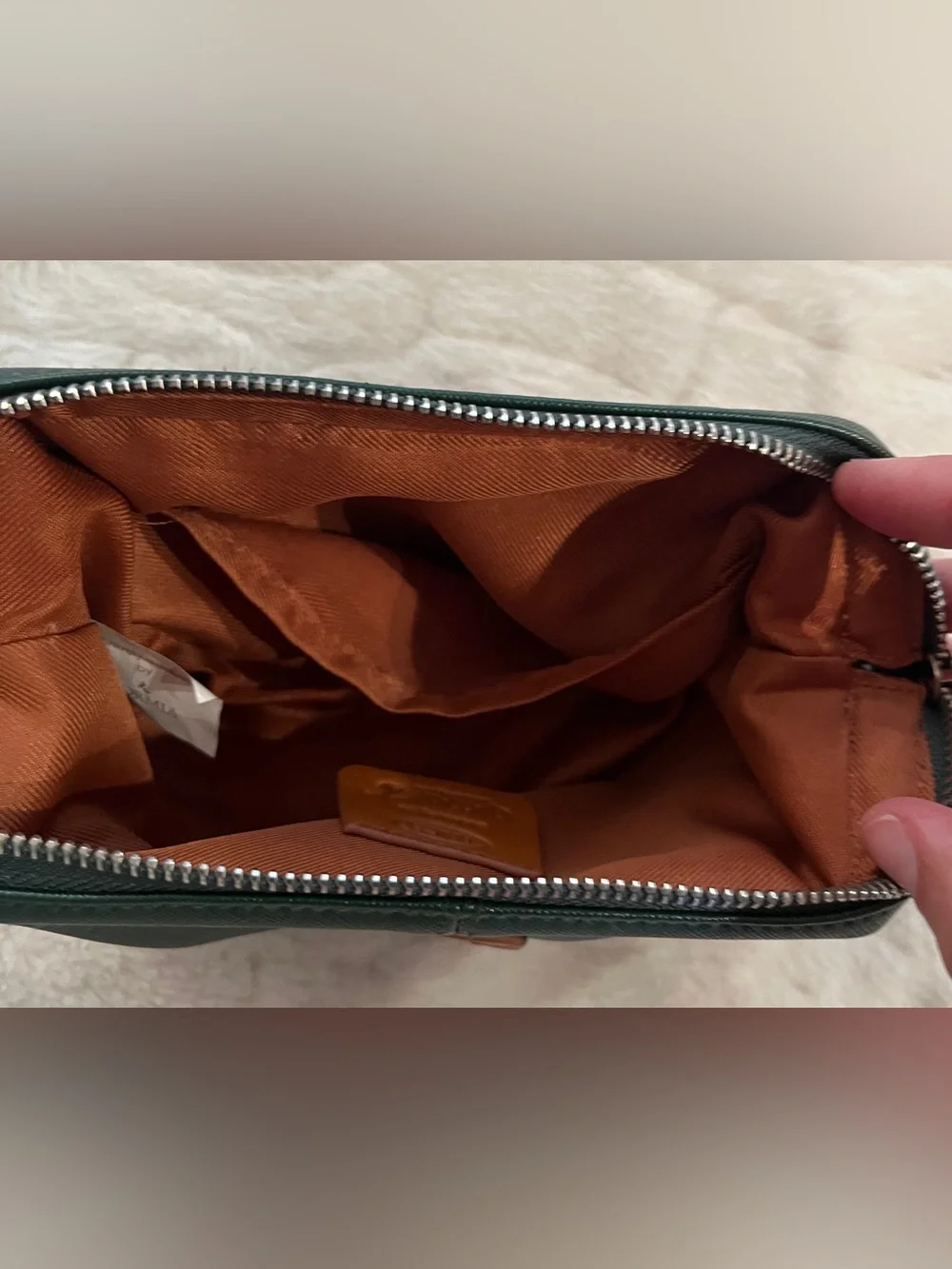 Bric's green faux-leather amenity kit bag. Unisex